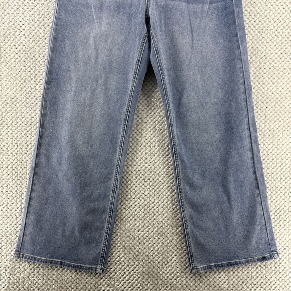 HDLTE Jeans Women M Blue Medium Denim Wash Wide Leg High Rise 5 Pockets Stretchy - Picture 3 of 16